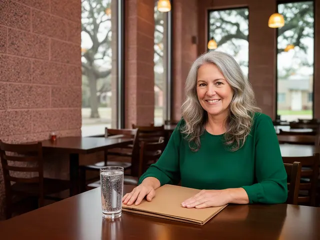 Owner of a pizza and pasta restaurant reviewing accounts in the empty dining room